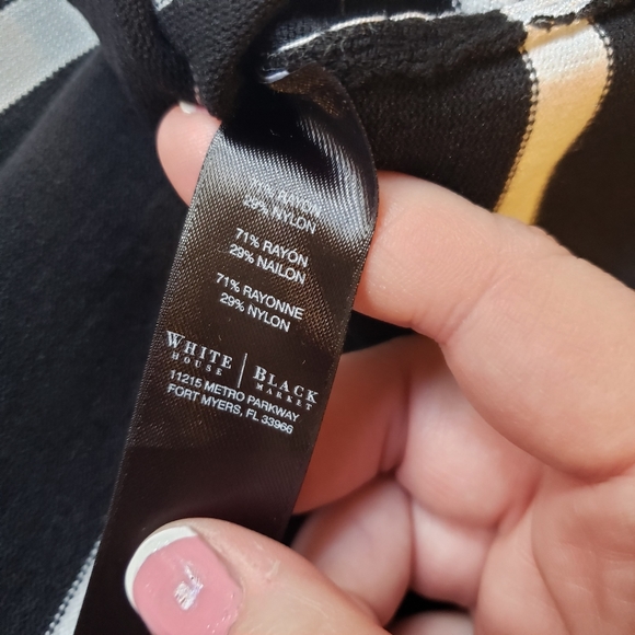 WHBM Black and White Sweater Stripe Tunic Top, Size Medium, EUC, Style 57009817 - Picture 6 of 13